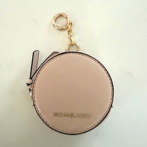 MICHAEL KORS•pink blush leather bag charm/zip coin purse/key holder bag NWOT
